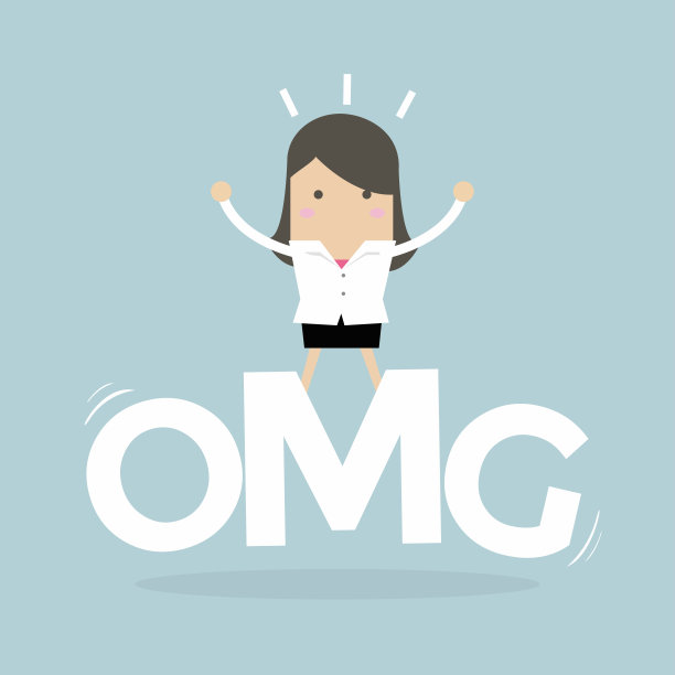 女商人惊讶地站在我的天啊。图片下载