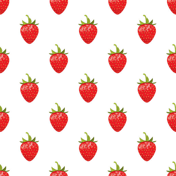 草莓无缝图案。固体和平面颜色设计矢量。图片下载