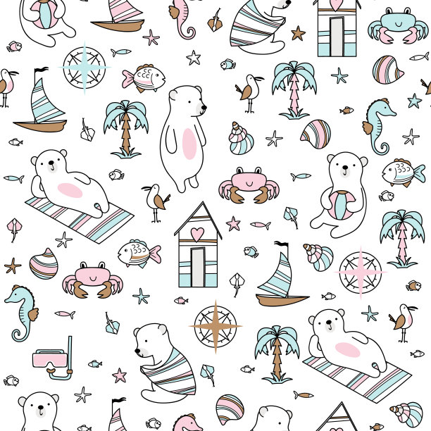 夏季图案与可爱的熊图片下载