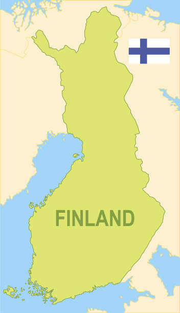 带有旗帜的芬兰平面地图图片下载