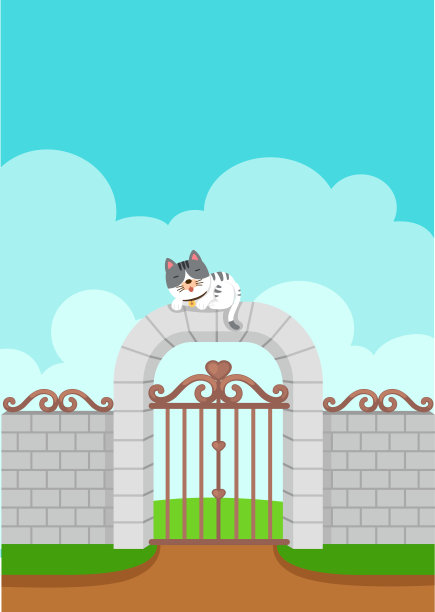 墙上背景上有白猫的插图图片下载