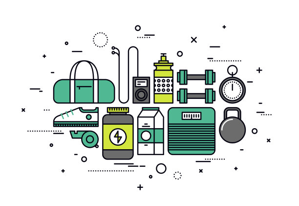 健身运动服线条风格插图图片下载