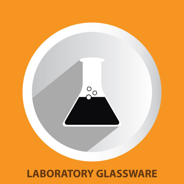 实验室玻璃器皿图标与长影子图片下载
