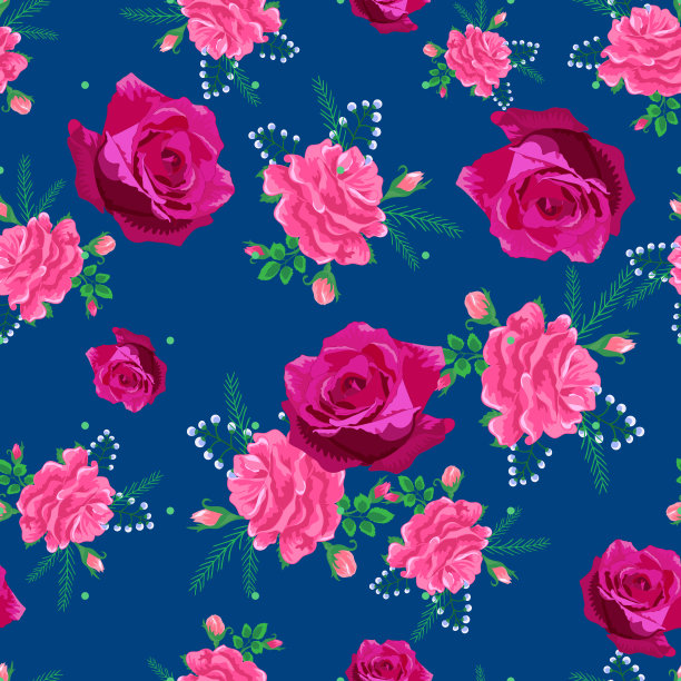 玫瑰可爱无缝图案00-01图片下载