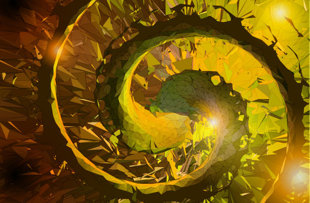 抽象的黄色分形螺旋艺术BG图片下载