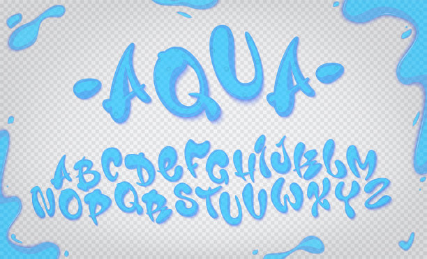 水手绘排版，水字母，矢量插图。图片下载