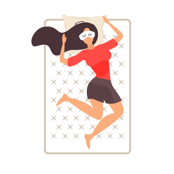 年轻的女孩在床上休息。矢量图图片下载