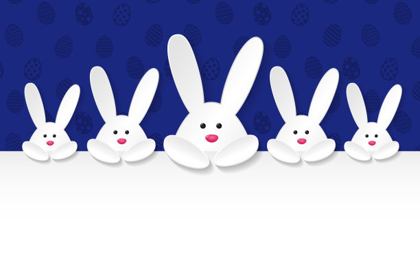 复活节背景与兔子和副本空间。向量。图片下载