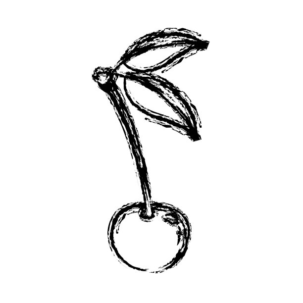 单色模糊剪影的樱桃茎和叶图片下载