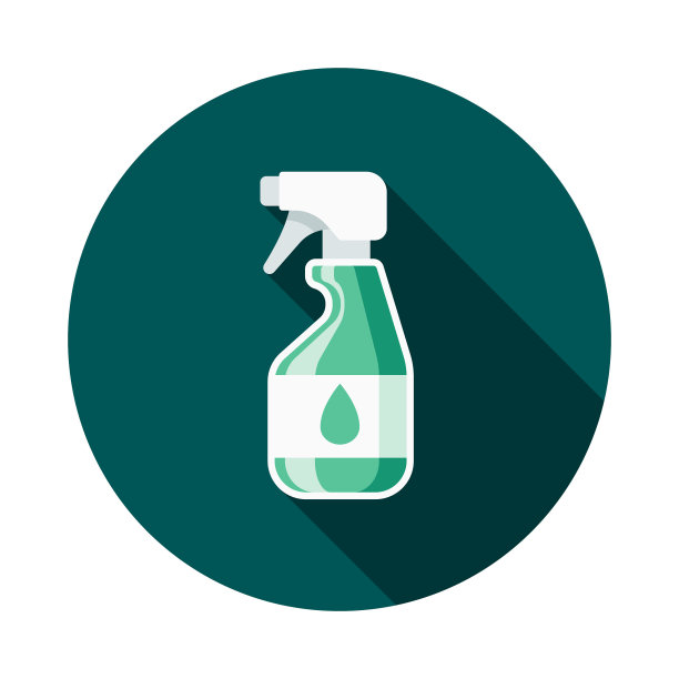 喷瓶平面设计清洁图标与侧面阴影图片下载