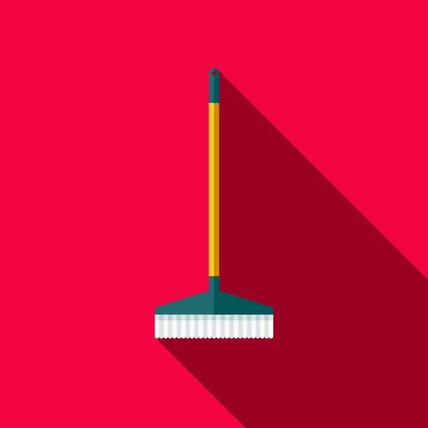扫帚平面设计清洁图标与侧面阴影图片下载