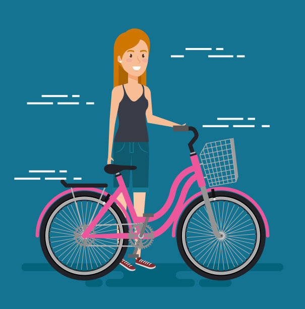 年轻女子骑自行车图片下载