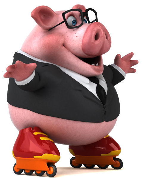 有趣的猪- 3D插图图片下载