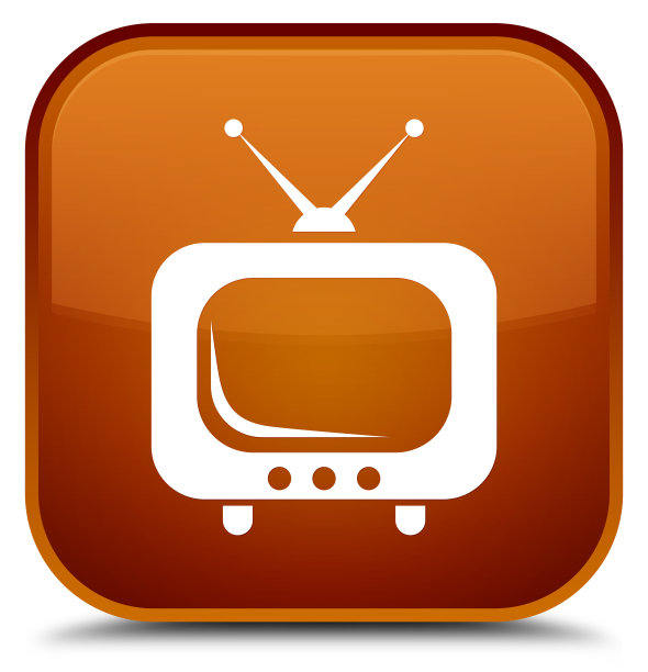 电视图标特殊的棕色方形按钮图片下载