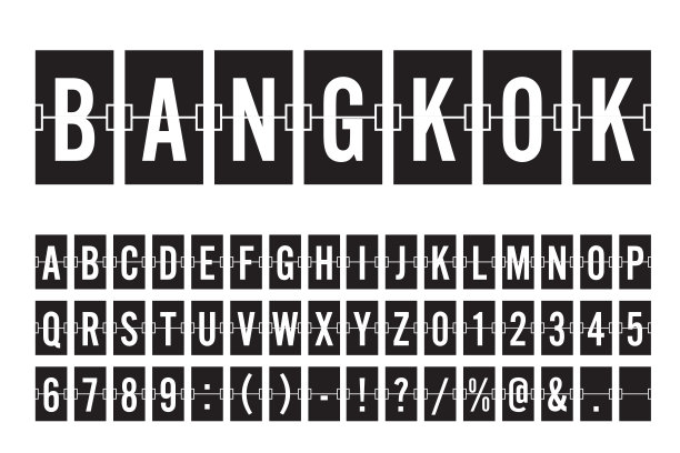 机场机械翻转板面板字体-白色字体在黑暗的背景图片下载