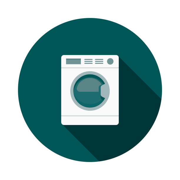 洗衣机平面设计清洗图标与侧面阴影图片下载