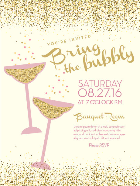 香槟社交活动邀请设计模板图片下载