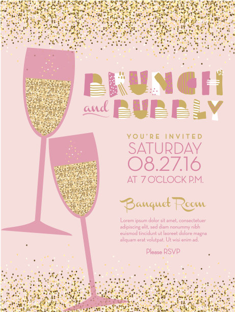 香槟社交活动邀请设计模板图片下载