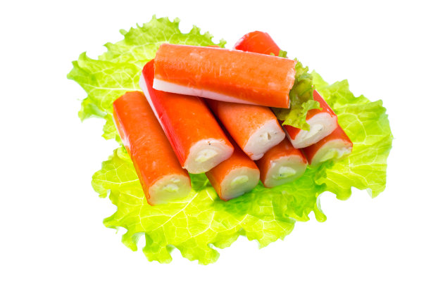 绿色沙拉叶配蟹肉条图片下载
