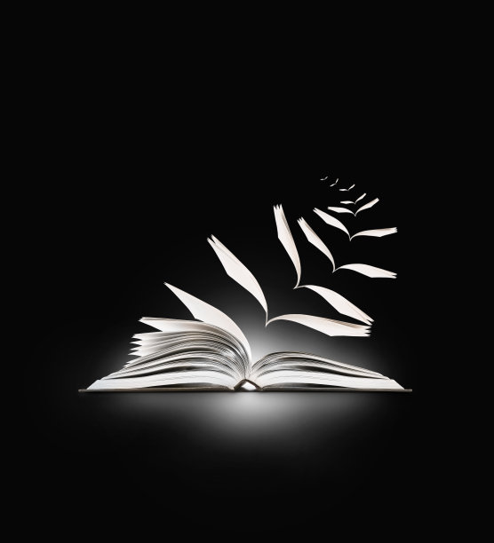 阅读一本在黑色上飞行的书图片下载