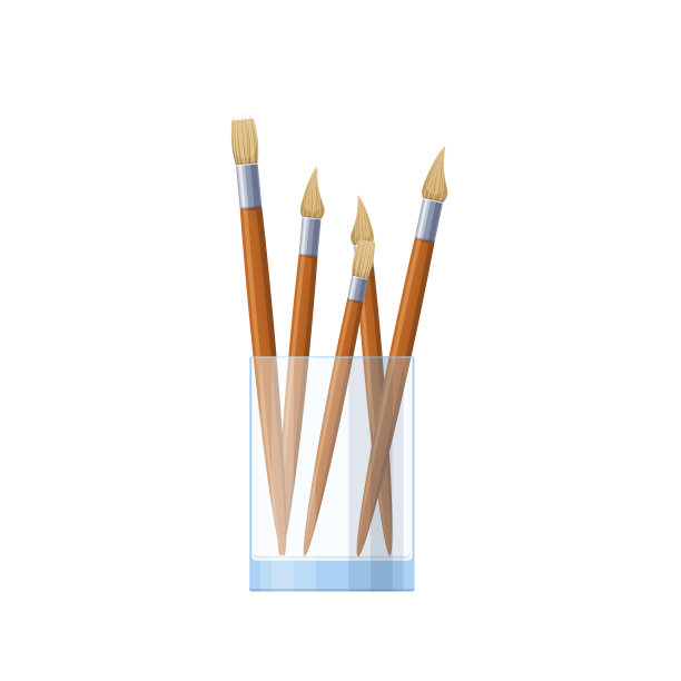 一套装在玻璃杯里用来画画的画笔图片下载