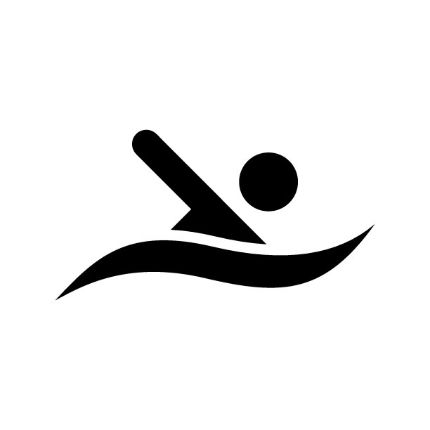 在波浪矢量图标上游泳的人图片下载