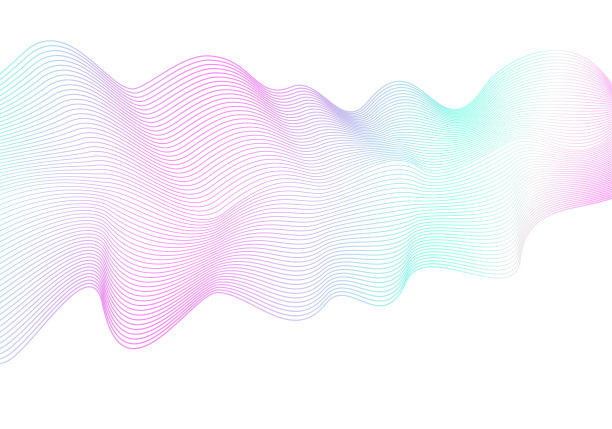 在白色背景上的抽象波模式。向量淡粉色，海蓝宝石，青色，紫色波浪线。线条艺术设计理念。柔顺的波浪，飘逸的缎带。EPS10插图图片下载