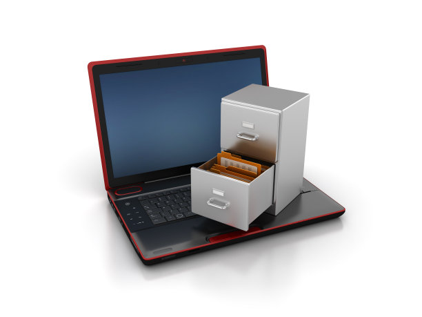 档案与笔记本电脑- 3D渲染图片下载
