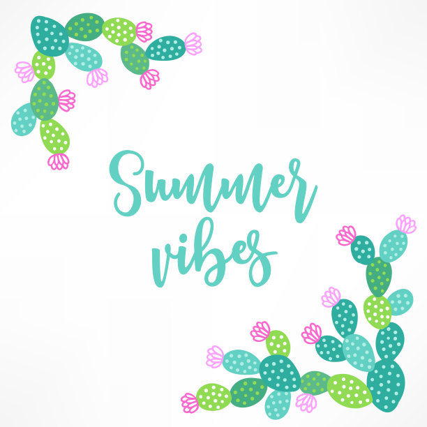 夏日贺卡与蓬蒂亚。角落点缀图片下载