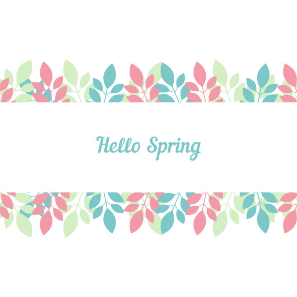 问候卡你好春天在灯光背景。矢量插图在趋势颜色。图片下载