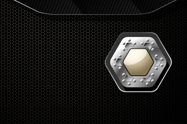 摘要宽梯度黄色和灰色网格背景与六边形米色和金属形状。图片下载