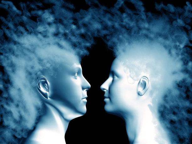 面对面，概念构成女人和男人图片下载