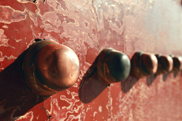 中国北京紫禁城古色古香的镶钉红门素材图片