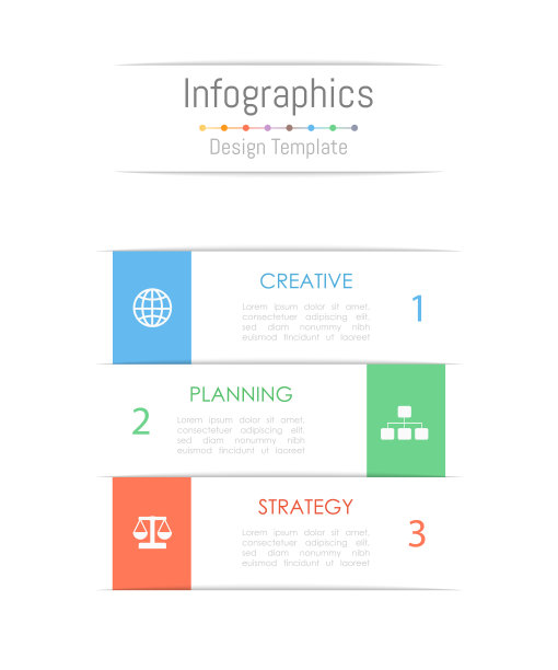 您的商业数据的信息图表设计元素有3个选项，部分，步骤，时间表或流程。矢量插图。图片下载