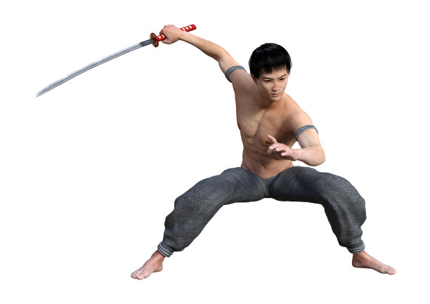 3D渲染战斗和尚在白色图片下载