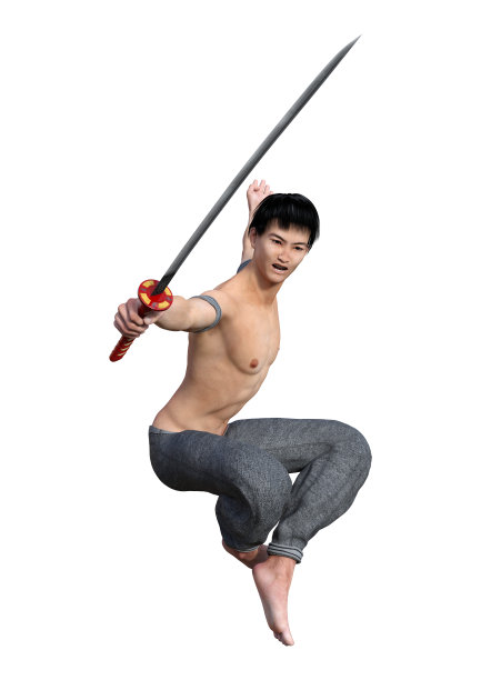 3D渲染战斗和尚在白色图片下载