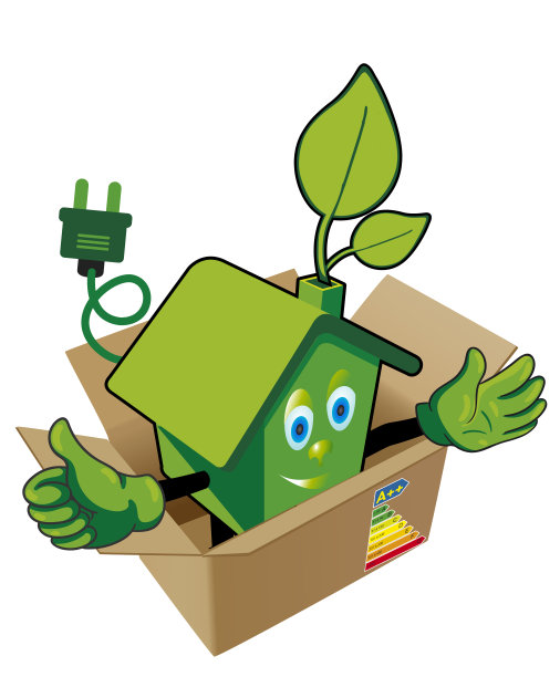 阳光下的温室和能源吉祥物图片下载