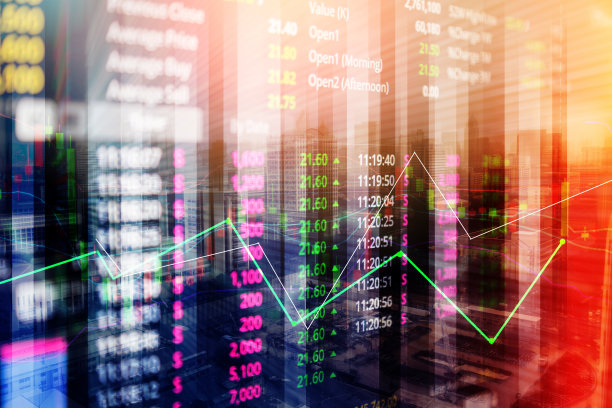 从LED显示屏统计图形股票市场数据和财务指标分析。包括金融统计图表、股票市场教育或市场分析。股票分析指标图片下载