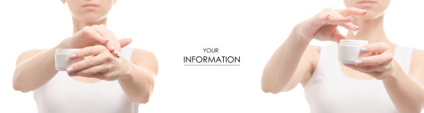 女人手里拿着化妆瓶，用护肤霜护理身体，定型美丽图片下载