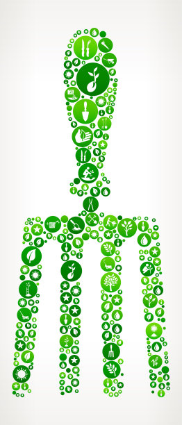 手叉花园和园艺图标按钮模式图片下载