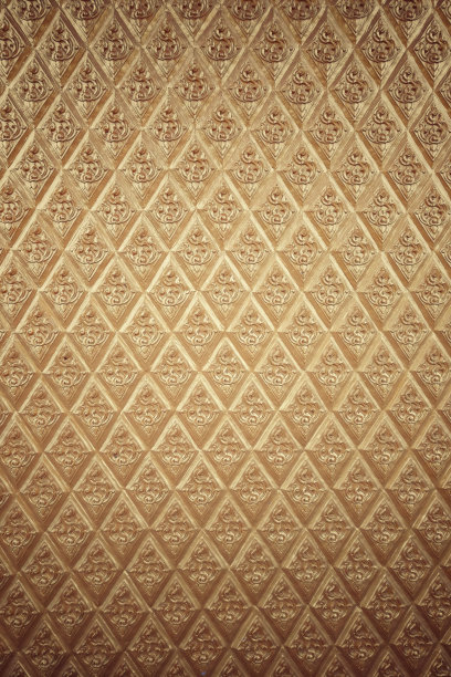 传统泰式艺术金画图案在墙上图片下载