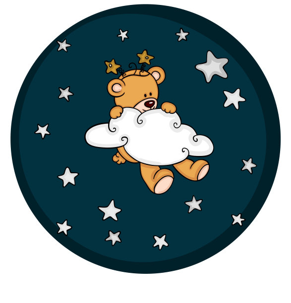 可爱的泰迪熊在天空与云和星星图片下载