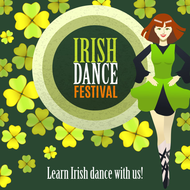 在卡通风格的爱尔兰舞蹈节模板图片下载
