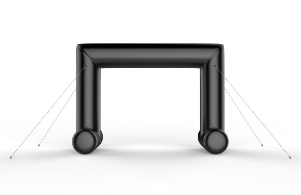 广场充气拱门跑步运动项目入口终点线铁人三项拱门大门。3 d渲染插图。图片下载