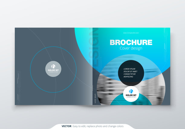 广场宣传册设计。品红公司业务矩形模板宣传册、报告、目录、杂志。画册布局现代圆抽象背景。创意宣传册矢量概念图片下载