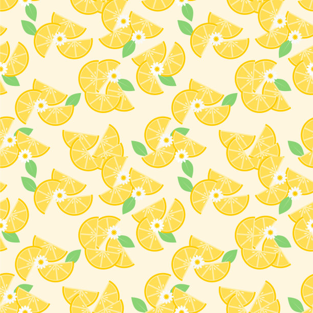 切柠檬无缝图案向量。你好，夏天和新鲜的概念。素材图片