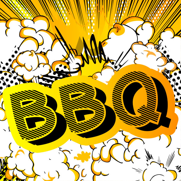 BBQ -漫画风格的短语。图片下载