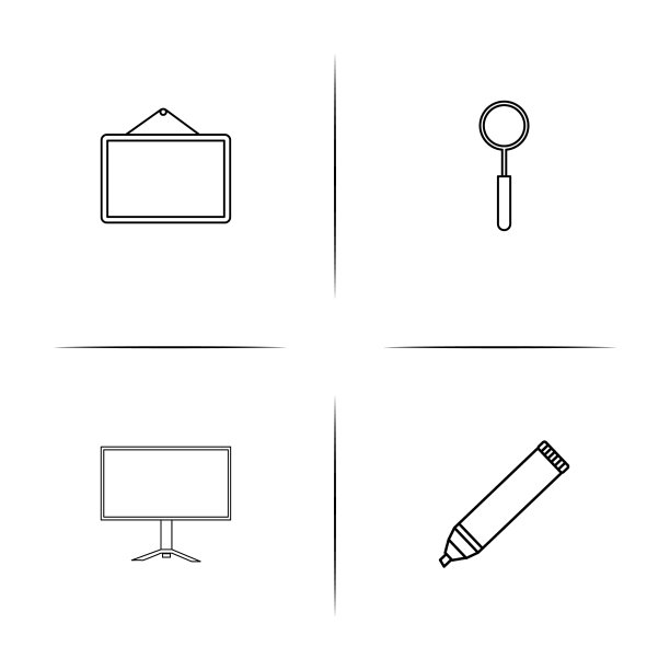 创意过程和设计简单的线性图标集。简单的轮廓图标图片下载