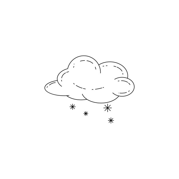 雪云图标。元素冬季元素插画。细线插图用于网站设计和开发，应用程序开发。溢价图标图片下载