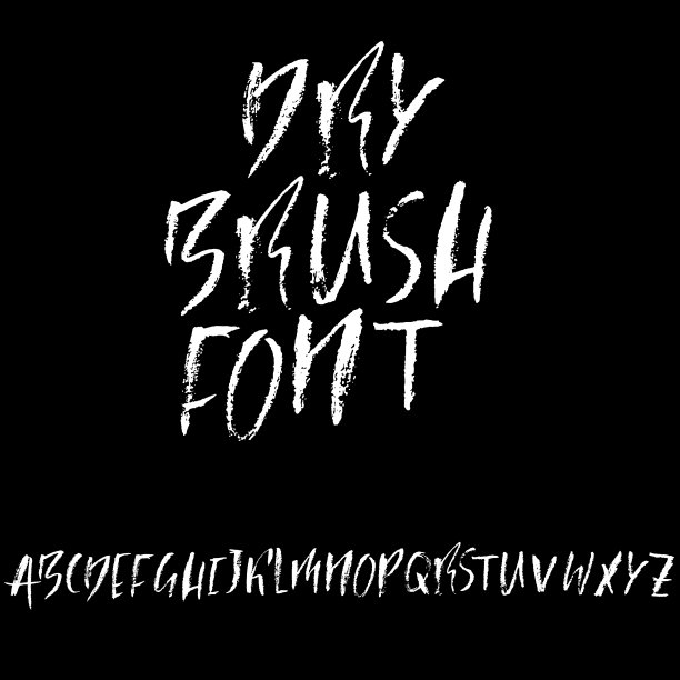 手绘干刷字体。现代刷刻字。摇滚风格的字母。矢量插图。素材图片